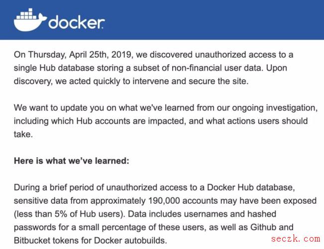 Docker Hub遭入侵,19万帐号被泄露