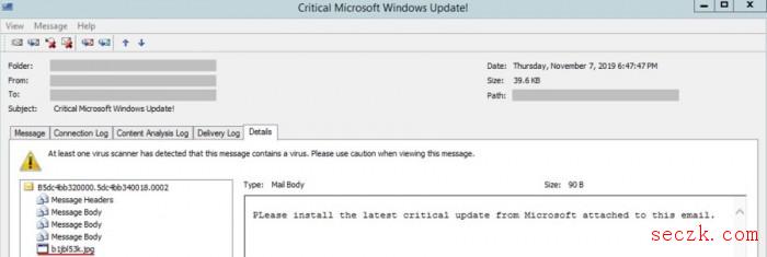 收到这样的邮件请立即删除：勒索软件伪装成Windows更新诱骗用户点击
