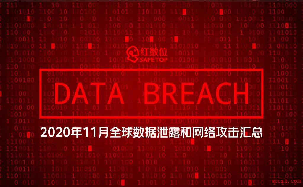 2020年11月全球数据泄露和网络攻击汇总