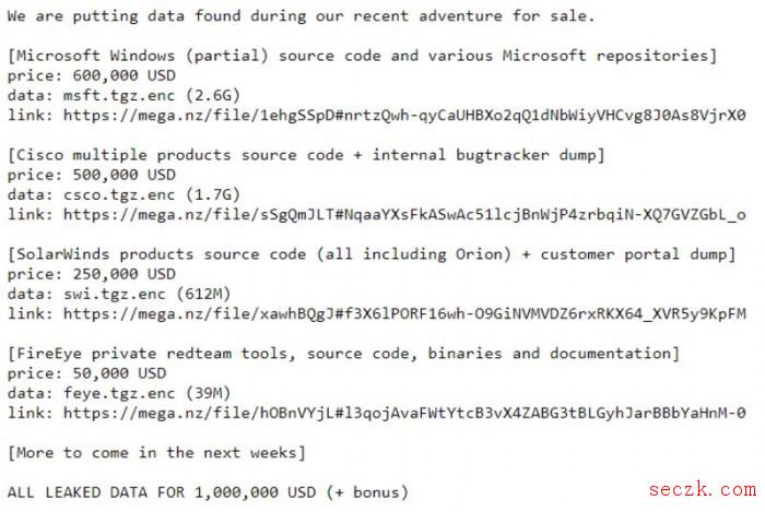 SolarWinds事件持续发酵：黑客以60万美元出售Windows 10源代码