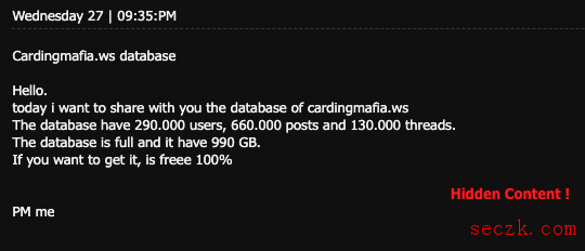 一信用卡黑客论坛被“黑吃黑” 30万个账户被曝光