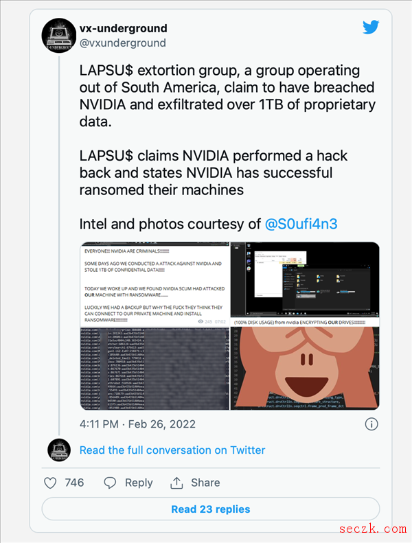 王者巅峰对决！被勒索软件攻击后 NVIDIA把黑客黑了